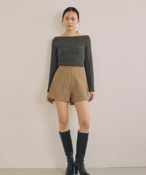 ACYM(アシーム)の「カフスリーブオフショルニット(ニット/セーター・レディース・チャコールグレー/アイボリー/ピンク・FREE)」の12枚目の写真