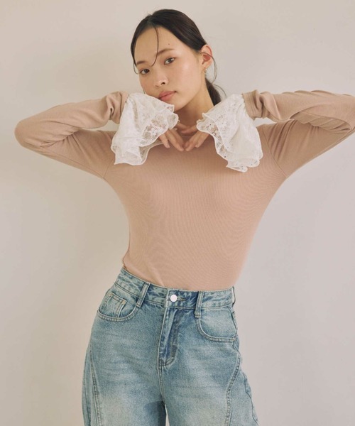 ACYM(アシーム)の「カフスリーブオフショルニット(ニット/セーター・レディース・チャコールグレー/アイボリー/ピンク・FREE)」の20枚目の写真