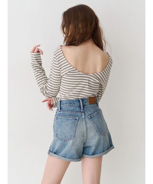 EVRIS（エヴリス）の「バックオープンショートリブトップス（Tシャツ/カットソー・レディース・ホワイト/その他1/ブラック・FREE）」の5枚目の写真