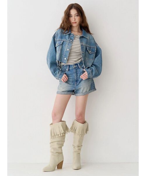 EVRIS（エヴリス）の「バックオープンショートリブトップス（Tシャツ/カットソー・レディース・ホワイト/その他1/ブラック・FREE）」の11枚目の写真