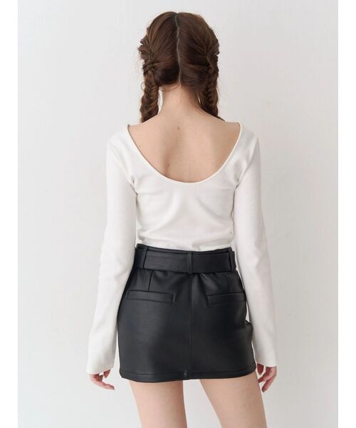 EVRIS（エヴリス）の「バックオープンショートリブトップス（Tシャツ/カットソー・レディース・ホワイト/その他1/ブラック・FREE）」の12枚目の写真