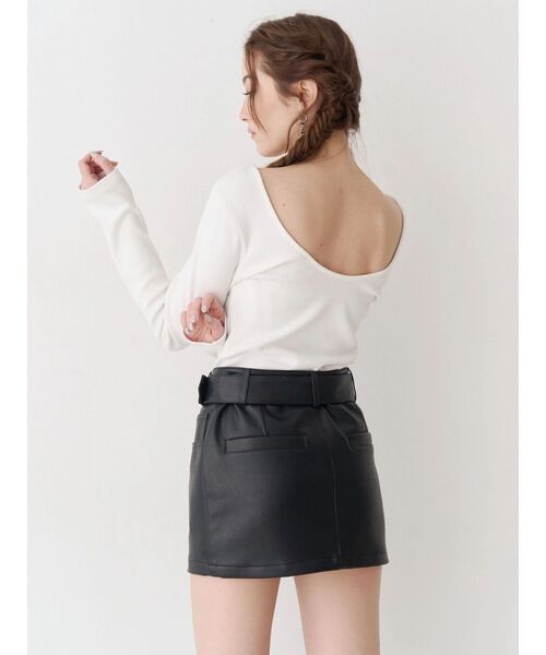 EVRIS（エヴリス）の「バックオープンショートリブトップス（Tシャツ/カットソー・レディース・ホワイト/その他1/ブラック・FREE）」の13枚目の写真