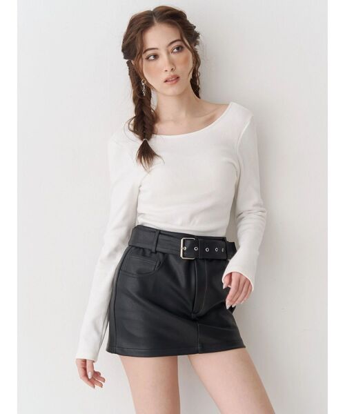 EVRIS（エヴリス）の「バックオープンショートリブトップス（Tシャツ/カットソー・レディース・ホワイト/その他1/ブラック・FREE）」の14枚目の写真