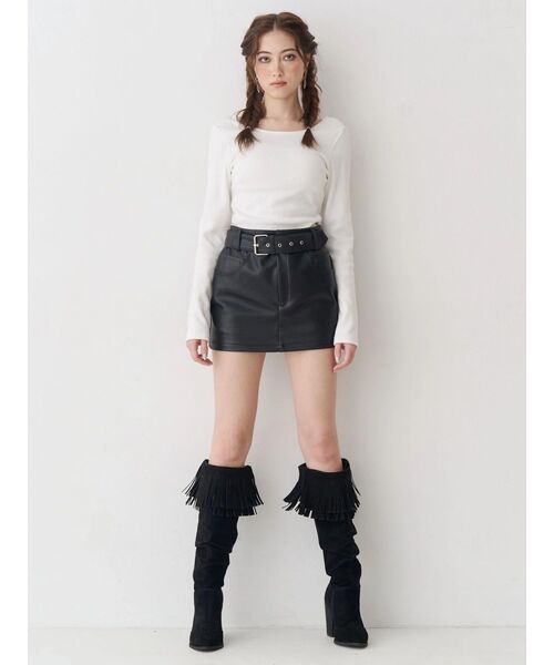 EVRIS（エヴリス）の「バックオープンショートリブトップス（Tシャツ/カットソー・レディース・ホワイト/その他1/ブラック・FREE）」の15枚目の写真