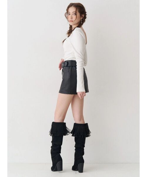 EVRIS（エヴリス）の「バックオープンショートリブトップス（Tシャツ/カットソー・レディース・ホワイト/その他1/ブラック・FREE）」の16枚目の写真