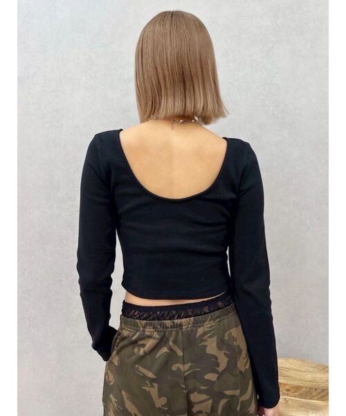 EVRIS（エヴリス）の「バックオープンショートリブトップス（Tシャツ/カットソー・レディース・ホワイト/その他1/ブラック・FREE）」の20枚目の写真