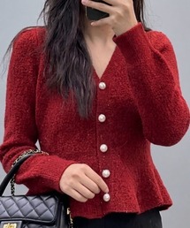 a lot of love（ア ロット オブ ラブ）の「ペプラムシルエット Vネックカーディガン（カーディガン/ボレロ）」