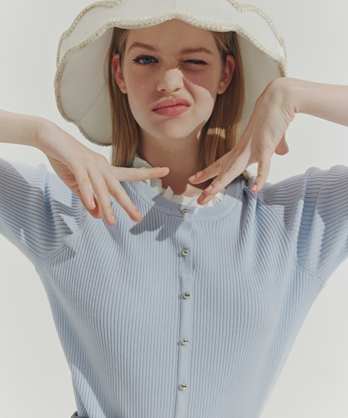 JILL by JILL STUART（ジルバイジルスチュアート）の「フリルカラーリブニット（ニット/セーター・レディース・ブラック/ネイビー/ブルー・FREE）」の3枚目の写真