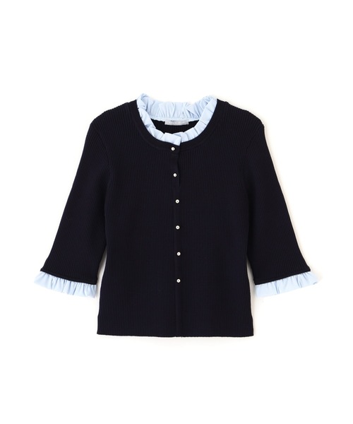 JILL by JILL STUART（ジルバイジルスチュアート）の「フリルカラーリブニット（ニット/セーター・レディース・ブラック/ネイビー/ブルー・FREE）」の9枚目の写真