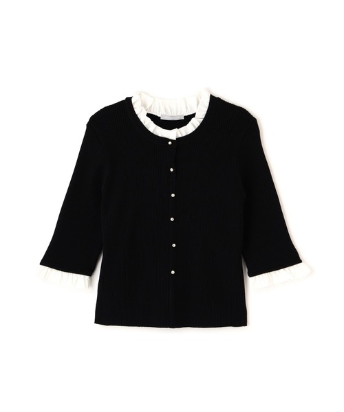 JILL by JILL STUART（ジルバイジルスチュアート）の「フリルカラーリブニット（ニット/セーター・レディース・ブラック/ネイビー/ブルー・FREE）」の11枚目の写真