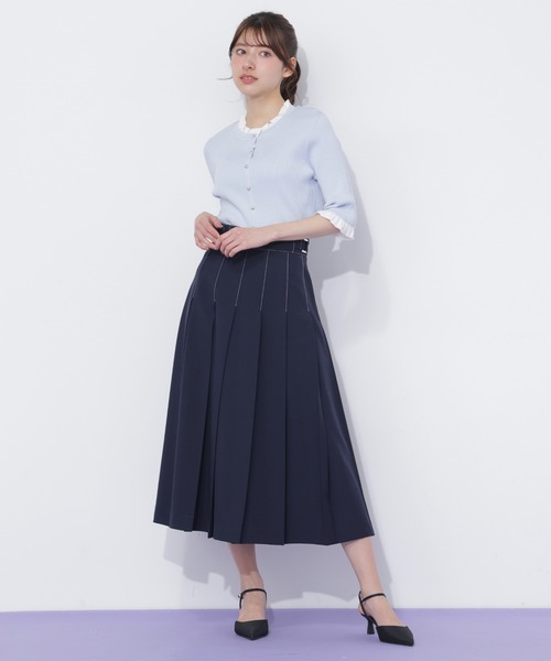 JILL by JILL STUART（ジルバイジルスチュアート）の「フリルカラーリブニット（ニット/セーター・レディース・ブラック/ネイビー/ブルー・FREE）」の4枚目の写真