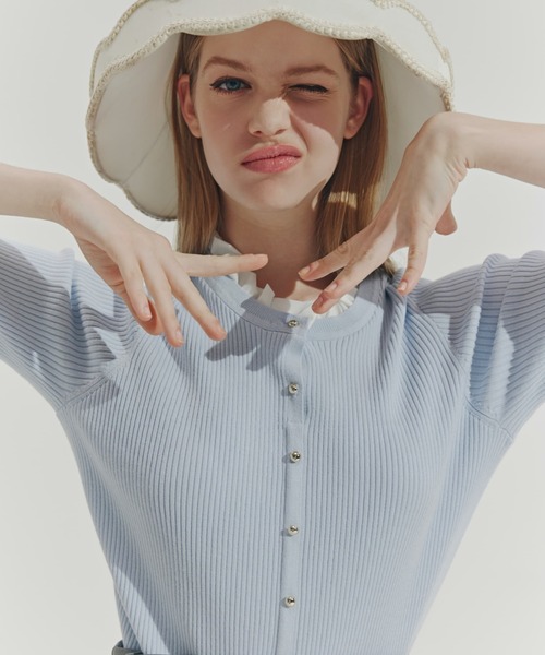 JILL by JILL STUART（ジルバイジルスチュアート）の「フリルカラーリブニット（ニット/セーター・レディース・ブラック/ネイビー/ブルー・FREE）」の16枚目の写真