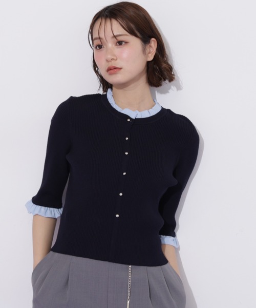 JILL by JILL STUART（ジルバイジルスチュアート）の「フリルカラーリブニット（ニット/セーター・レディース・ブラック/ネイビー/ブルー・FREE）」の18枚目の写真