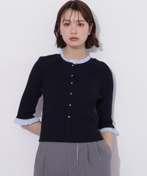 JILL by JILL STUART（ジルバイジルスチュアート）の「フリルカラーリブニット（ニット/セーター・レディース・ブラック/ネイビー/ブルー・FREE）」の20枚目の写真