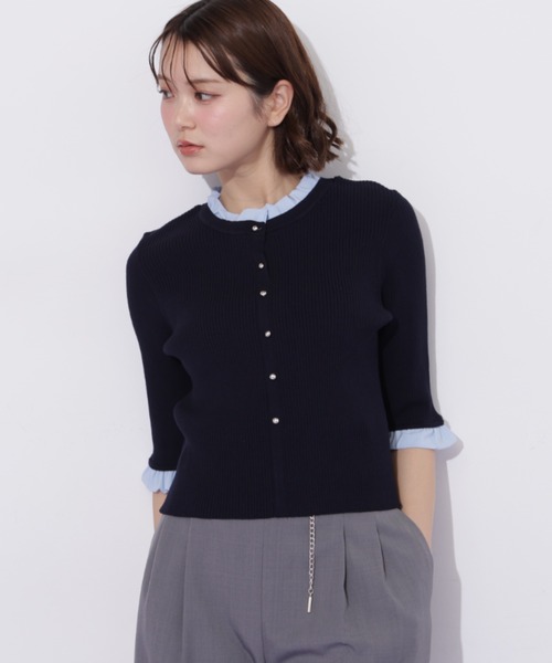 JILL by JILL STUART（ジルバイジルスチュアート）の「フリルカラーリブニット（ニット/セーター・レディース・ブラック/ネイビー/ブルー・FREE）」の21枚目の写真