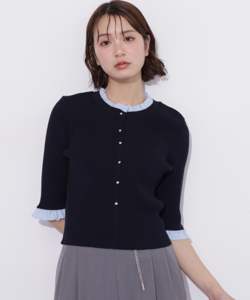 JILL by JILL STUART（ジルバイジルスチュアート）の「フリルカラーリブニット（ニット/セーター・レディース・ブラック/ネイビー/ブルー・FREE）」の22枚目の写真