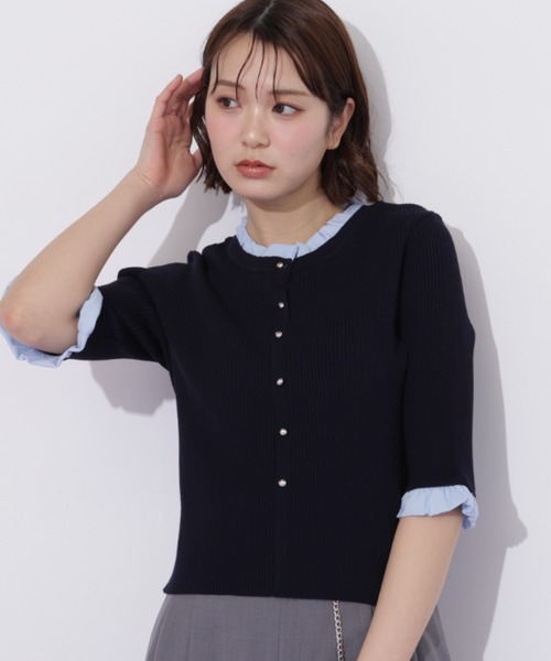 JILL by JILL STUART（ジルバイジルスチュアート）の「フリルカラーリブニット（ニット/セーター・レディース・ブラック/ネイビー/ブルー・FREE）」の19枚目の写真