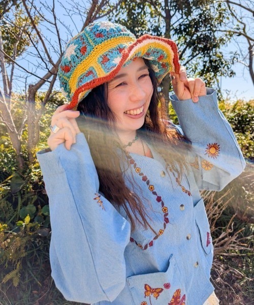 チャイハネ（チャイハネ）の「【チャイハネ】ハマラパ手編みハット（ハット・レディース・イエロー/ブラウン・FREE）」の6枚目の写真