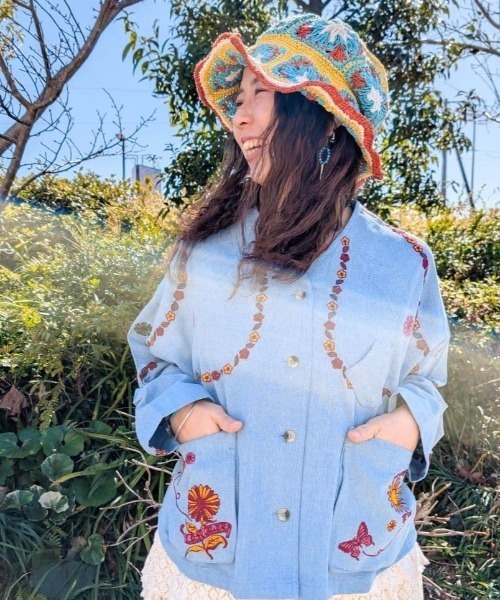 チャイハネ（チャイハネ）の「【チャイハネ】ハマラパ手編みハット（ハット・レディース・イエロー/ブラウン・FREE）」の7枚目の写真