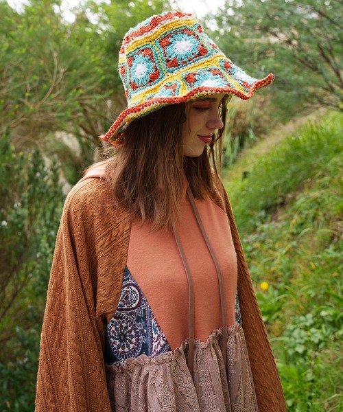 チャイハネ（チャイハネ）の「【チャイハネ】ハマラパ手編みハット（ハット・レディース・イエロー/ブラウン・FREE）」の10枚目の写真