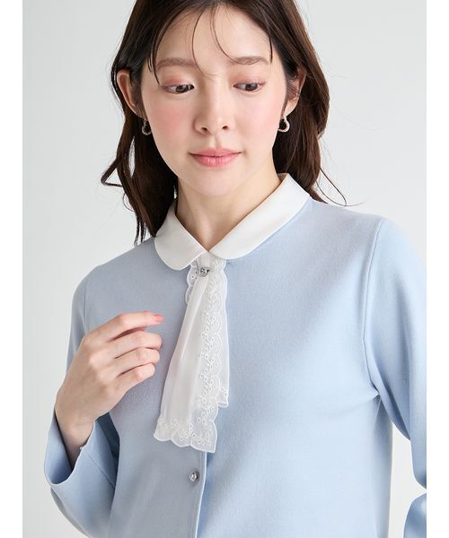 CELFORD(セルフォード)の「【UVカット】【洗える】刺繍ボウタイカーディガン(カーディガン/ボレロ・レディース・サックスブルー/グレー/ライトグレー・F)」の8枚目の写真