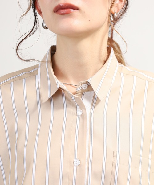 EGLANTINE（エグランティーヌ）の「EGLANTINE ストライプブラウス長袖（シャツ/ブラウス・レディース・キャメル/サックスブルー・38）」の20枚目の写真