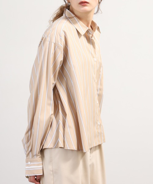 EGLANTINE（エグランティーヌ）の「EGLANTINE ストライプブラウス長袖（シャツ/ブラウス・レディース・キャメル/サックスブルー・38）」の14枚目の写真