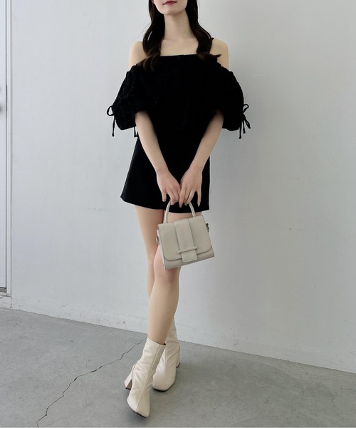 INGNI(イング)の「【WEB限定】ツイードペプラムオフショルブラウス(シャツ/ブラウス・レディース・ブラック/アイボリー/ピンク・M)」の14枚目の写真