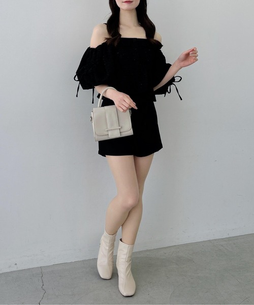 INGNI(イング)の「【WEB限定】ツイードペプラムオフショルブラウス(シャツ/ブラウス・レディース・ブラック/アイボリー/ピンク・M)」の15枚目の写真