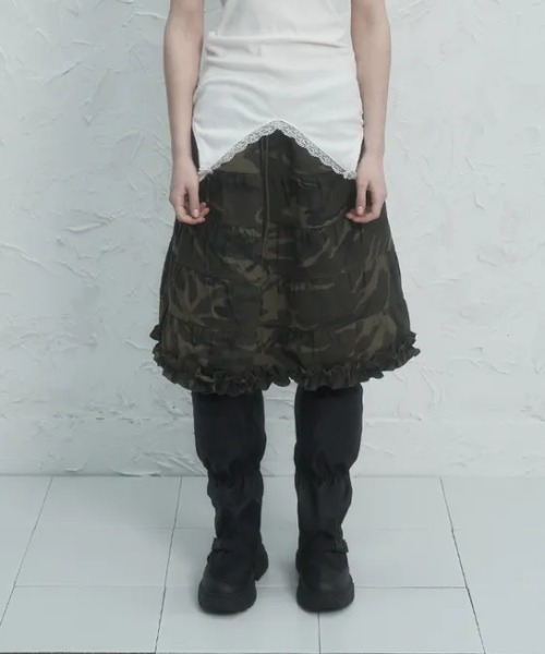 Ada.(エイダ)の「◇SETUPEXE◇ブランド直輸入正規品/フリル カンカン スカート FRILL CANCAN SKIRT(スカート・レディース・ホワイト/カモフラージュ・FREE)」の10枚目の写真