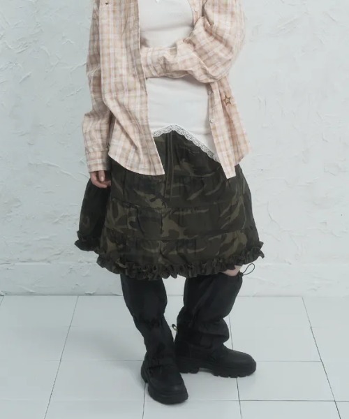 Ada.(エイダ)の「◇SETUPEXE◇ブランド直輸入正規品/フリル カンカン スカート FRILL CANCAN SKIRT(スカート・レディース・ホワイト/カモフラージュ・FREE)」の9枚目の写真