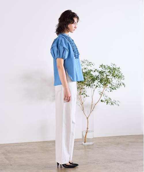 Marilyn Moon(マリリンムーン)の「modern tuck frill volume sleeve blouse(シャツ/ブラウス・レディース・ライトブルー/ホワイト×ブルー/ホワイト/ブルー系その他/ピンク・FREE)」の15枚目の写真