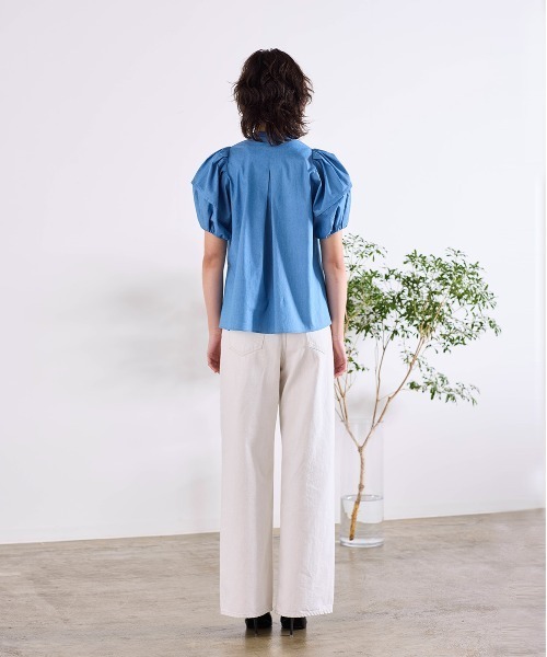 Marilyn Moon(マリリンムーン)の「modern tuck frill volume sleeve blouse(シャツ/ブラウス・レディース・ライトブルー/ホワイト×ブルー/ホワイト/ブルー系その他/ピンク・FREE)」の16枚目の写真