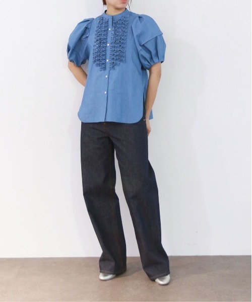 Marilyn Moon(マリリンムーン)の「modern tuck frill volume sleeve blouse(シャツ/ブラウス・レディース・ライトブルー/ホワイト×ブルー/ホワイト/ブルー系その他/ピンク・FREE)」の21枚目の写真