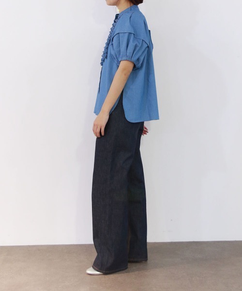 Marilyn Moon(マリリンムーン)の「modern tuck frill volume sleeve blouse(シャツ/ブラウス・レディース・ライトブルー/ホワイト×ブルー/ホワイト/ブルー系その他/ピンク・FREE)」の22枚目の写真