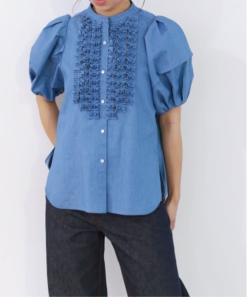 Marilyn Moon(マリリンムーン)の「modern tuck frill volume sleeve blouse(シャツ/ブラウス・レディース・ライトブルー/ホワイト×ブルー/ホワイト/ブルー系その他/ピンク・FREE)」の20枚目の写真