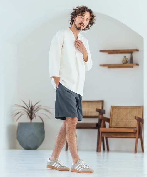 Magine(マージン)の「mlt5617-Skipper & pullover design Seven-Sleeve Shirt スキッパー7分袖カットソー(MGN-261-043)(Tシャツ/カットソー・メンズ・チャコール/ホワイト/ブラック・48/46/44)」の5枚目の写真