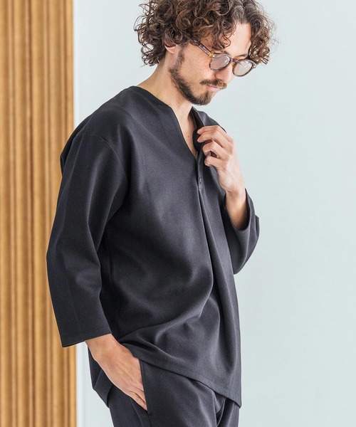 Magine(マージン)の「mlt5617-Skipper & pullover design Seven-Sleeve Shirt スキッパー7分袖カットソー(MGN-261-043)(Tシャツ/カットソー・メンズ・チャコール/ホワイト/ブラック・48/46/44)」の7枚目の写真