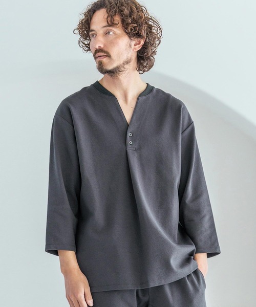 Magine(マージン)の「mlt5617-Skipper & pullover design Seven-Sleeve Shirt スキッパー7分袖カットソー(MGN-261-043)(Tシャツ/カットソー・メンズ・チャコール/ホワイト/ブラック・48/46/44)」の13枚目の写真