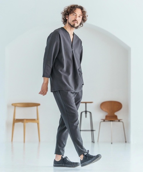 Magine(マージン)の「mlt5617-Skipper & pullover design Seven-Sleeve Shirt スキッパー7分袖カットソー(MGN-261-043)(Tシャツ/カットソー・メンズ・チャコール/ホワイト/ブラック・48/46/44)」の16枚目の写真