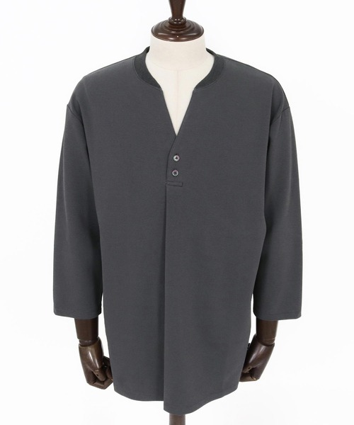 Magine(マージン)の「mlt5617-Skipper & pullover design Seven-Sleeve Shirt スキッパー7分袖カットソー(MGN-261-043)(Tシャツ/カットソー・メンズ・チャコール/ホワイト/ブラック・48/46/44)」の20枚目の写真