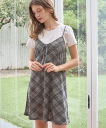 バイアスチェックキャミワンピース/Bias check camisole dress