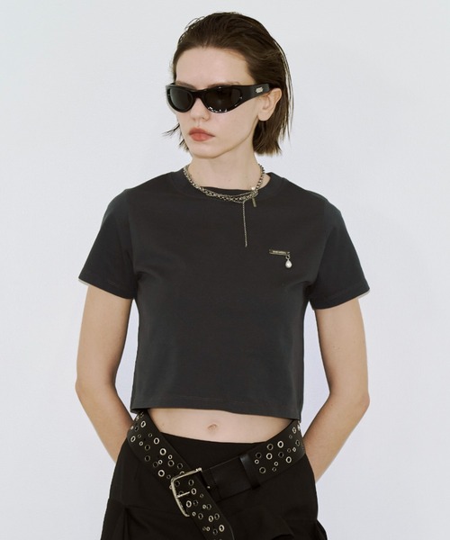 JOSE MOON（ジョゼムーン）の「EYLET STUDS MINI TSHIRT/アイレットスタッズミニTシャツ（Tシャツ/カットソー・レディース・ブラック/グレー/ホワイト・FREE）」の20枚目の写真