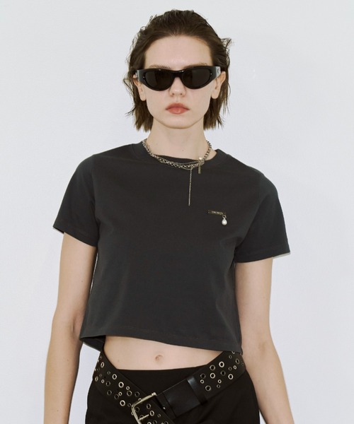 JOSE MOON（ジョゼムーン）の「EYLET STUDS MINI TSHIRT/アイレットスタッズミニTシャツ（Tシャツ/カットソー・レディース・ブラック/グレー/ホワイト・FREE）」の19枚目の写真