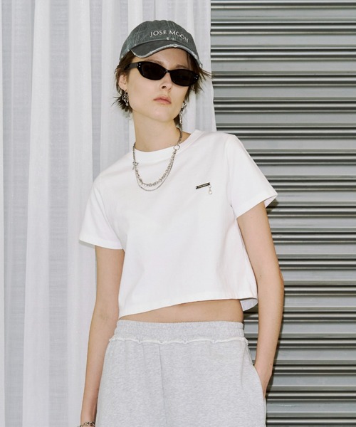 JOSE MOON（ジョゼムーン）の「EYLET STUDS MINI TSHIRT/アイレットスタッズミニTシャツ（Tシャツ/カットソー・レディース・ブラック/グレー/ホワイト・FREE）」の13枚目の写真