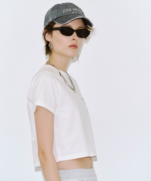 JOSE MOON（ジョゼムーン）の「EYLET STUDS MINI TSHIRT/アイレットスタッズミニTシャツ（Tシャツ/カットソー・レディース・ブラック/グレー/ホワイト・FREE）」の5枚目の写真