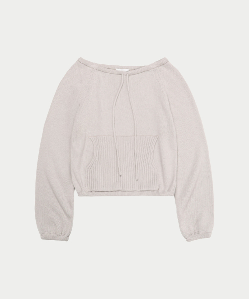 YEARNING(イヤニング)の「STRING OFFSHOULDER POCKET KNIT, LIGHT GREY(ニット/セーター・レディース・その他・FREE)」の2枚目の写真