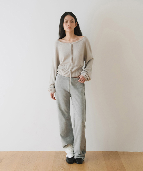 YEARNING(イヤニング)の「STRING OFFSHOULDER POCKET KNIT, LIGHT GREY(ニット/セーター・レディース・その他・FREE)」の3枚目の写真