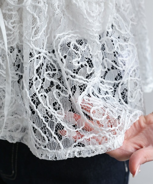 sakishimatokyo(サキシマトーキョー)の「刺繍レース シャープ見えベスト(ベスト・レディース・ブラック/オフホワイト・FREE)」の9枚目の写真
