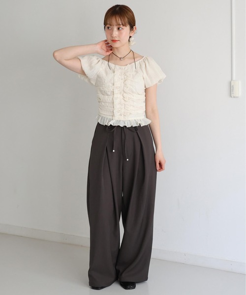 tiptop(ティップトップ)の「フリルシャーリングブラウス(シャツ/ブラウス・レディース・ブラック/アイボリー/ホワイト系その他/サックスブルー・FREE)」の20枚目の写真